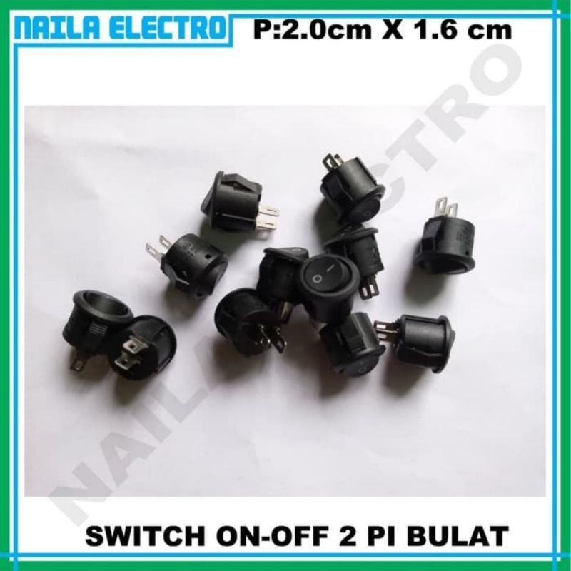 (3 Pcs) Switch On/Off Mini Bulat 2 Pin / Saklar On Off Bulat / Saklar Mini