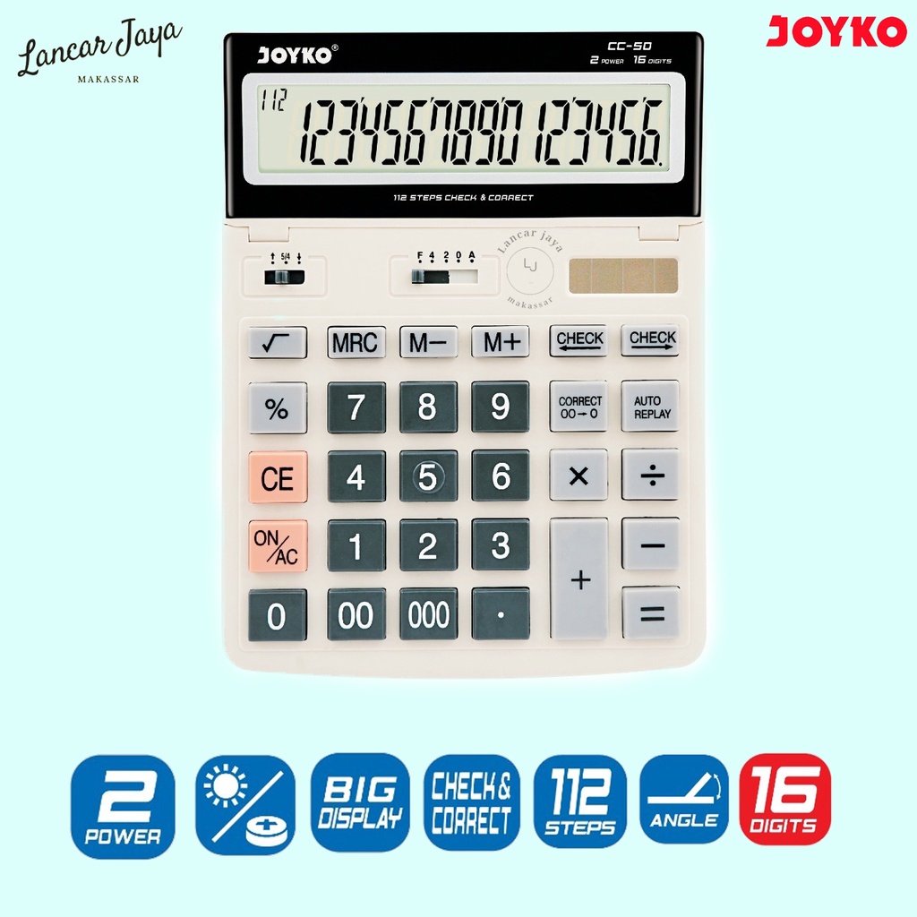 

Calculator Kalkulator Joyko CC-50 16 Digits Check Correct