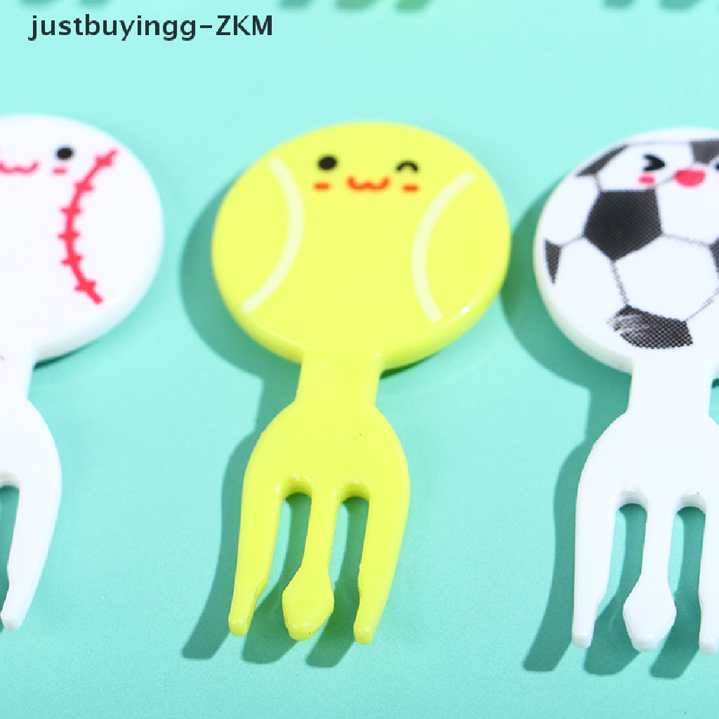 [justbuyingg] 8Pcs Mini Football Sport Fruit Fork Cartoon Snack Cake Dessert Food Toothpick [zkm]