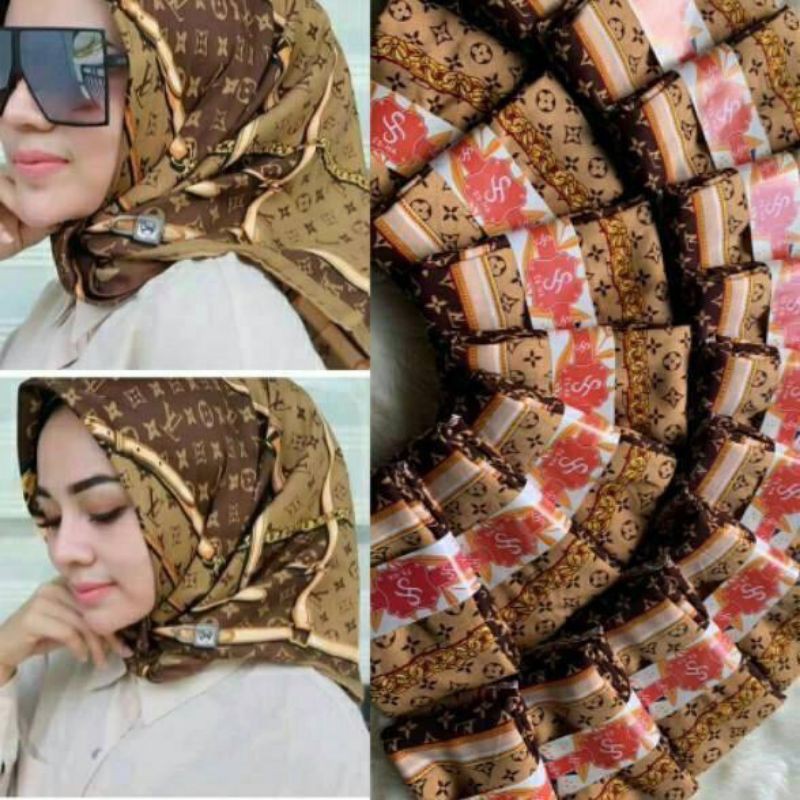 Hijab Denay kw motif LV Emas /Voal premium