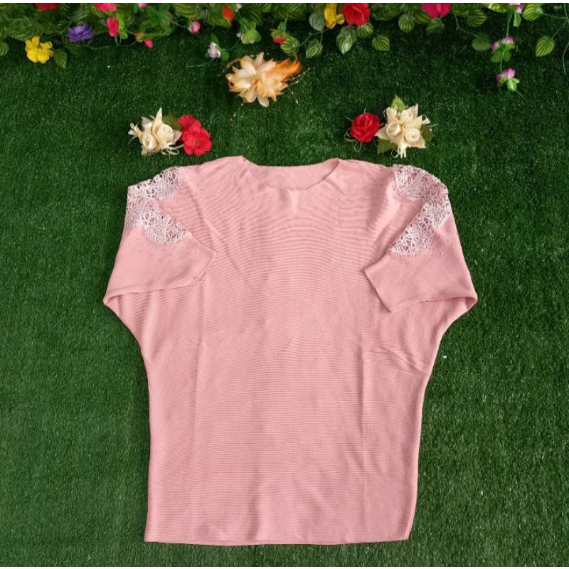Blouse Rajut Batwing bordir Import Premiun Bangkok/atasan Rajut Halus