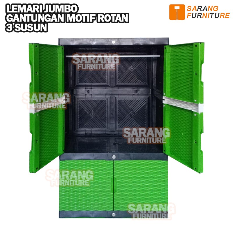 JUMBO - LEMARI PLASTIK SERBAGUNA ROTAN FULL KUNCI FULL KUNCI RATTAN LEMARI GANTUNGAN LEMARI PAKAIAN PLASTIK