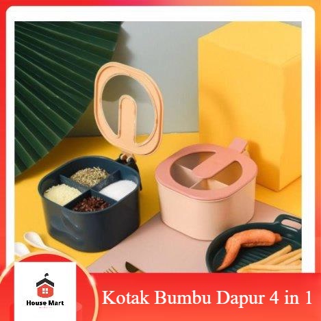 Kotak Bumbu Dapur 4 Sekat Serbaguna Tempat Bumbu Dapur Kotak 4 in 1 Plastik With High Quality