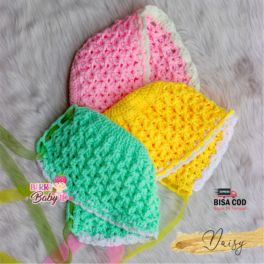 YooBerry Arosa Topi Rajut Wol Bayi Anak Daisy Lucu 0-3 Tahun Hand Made Berry Mart