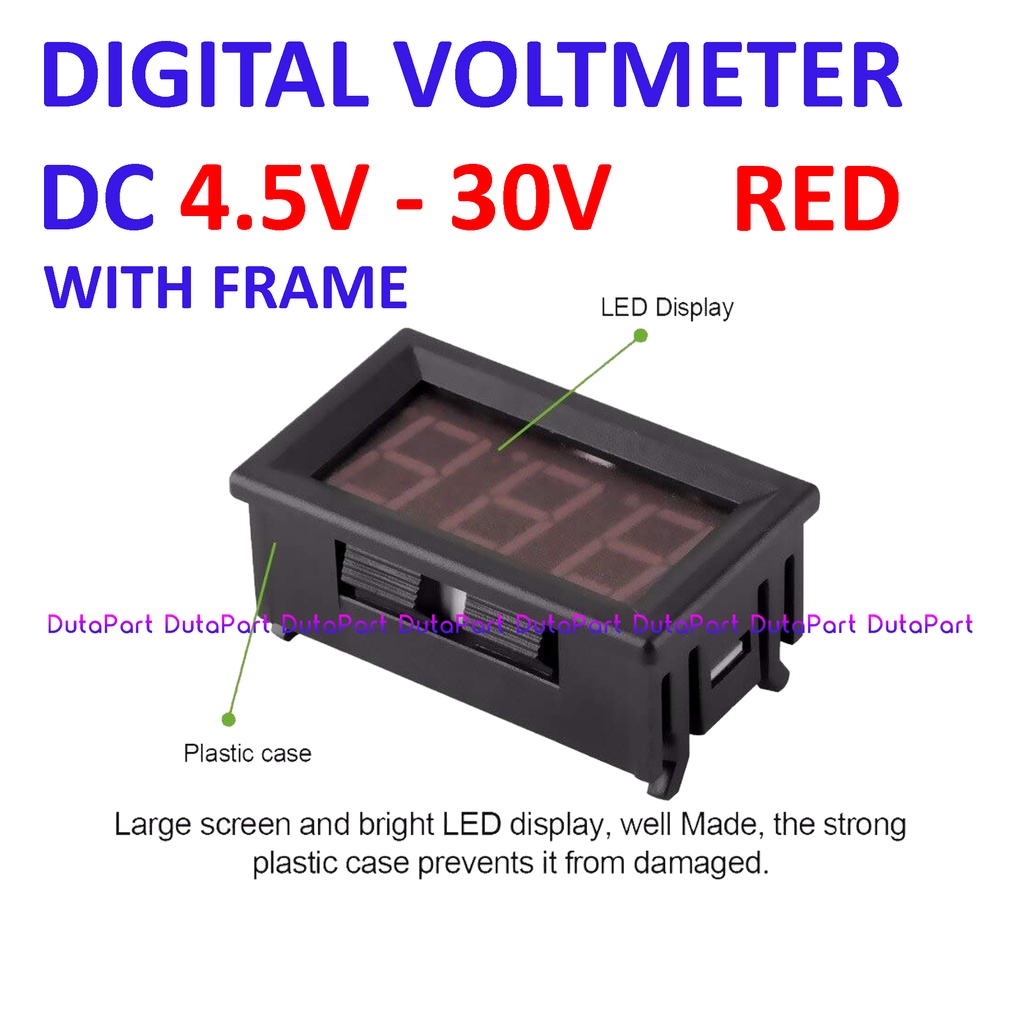 Digital Voltmeter DC 4.5V-30V 0.56&quot; Red Merah 2 Wire Frame Volt Meter