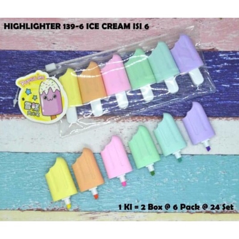 

Stabilo Unik Bentuk Es krim | Stabilo Highlighter | SBHL 139 Isi 6 pcs