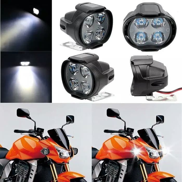 Lampu Tembak Sorot LED Spion Motor Cree 4 Mata 12W Spotlight