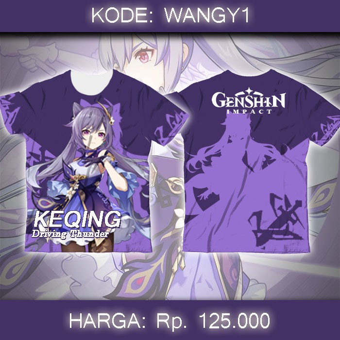 Baju Kaos Fullprint Game Genshin Impact Keqing GenshinImpact Keqing