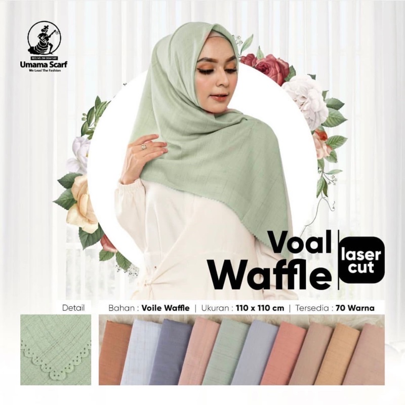 [SIAP KIRIM] SEGIEMPAT VOAL WAFFLE LC UMAMA SCARF / HIJAB JILBAB SQUARE VOAL BAMBOO UMAMA LASER CUT