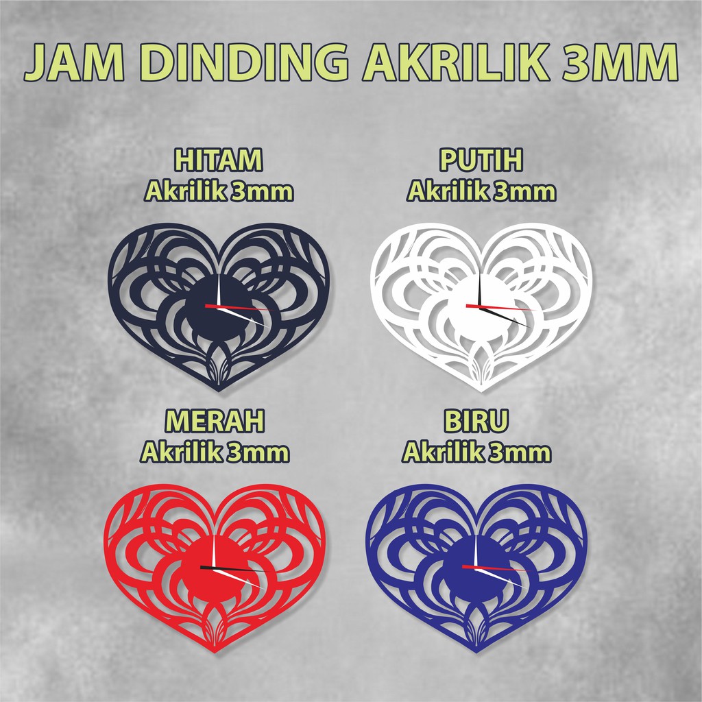 Jam Dinding Akrilik Modern Simple Minimalis Motif Hati Love Putih