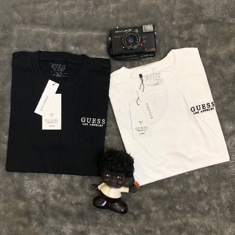 TSHIRT KAOS BAJU GUESS JEANS LOS ANGLES BLACK / WHITE LIKE ORI