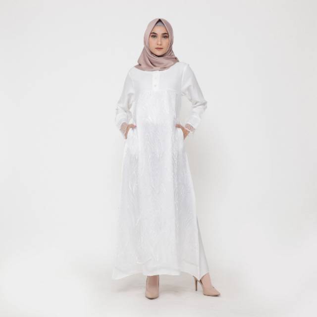 DRESS WHITE RAMADHAN FIT TO L DRESS PUTIH BRANDED TERBARU ORIGINAL