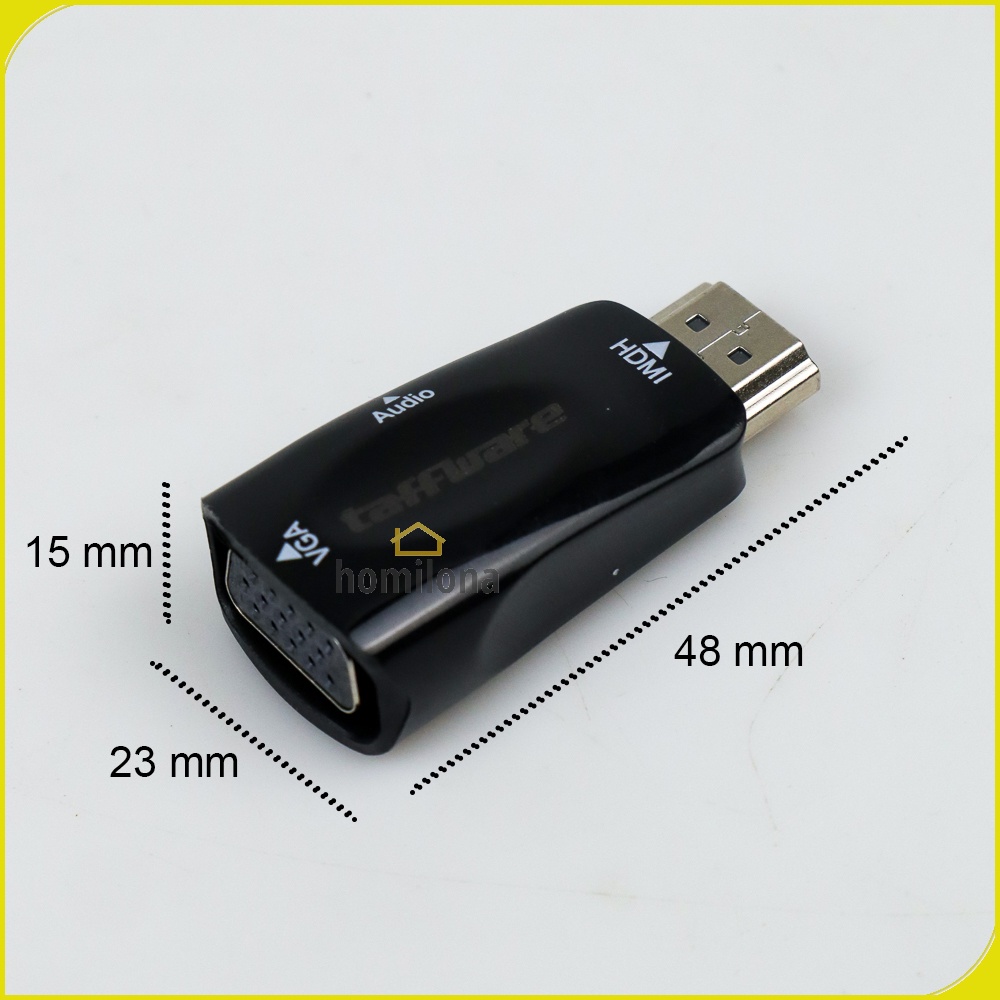 Adaptor HDMI ke VGA &amp; AUX 1080P - Taffware S-PC-0389 - Black