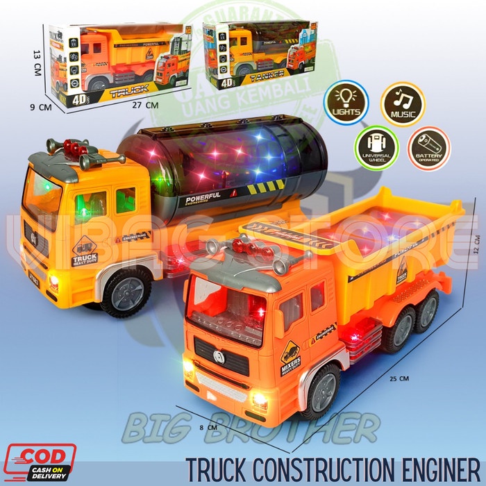 Mainan Truck Engineer Construction Dump Truk Tangki Oil Minyak BRO1351