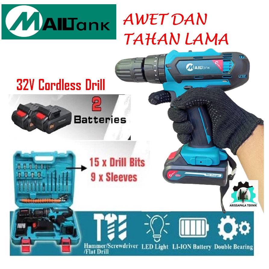Mesin Bor Baterai Tembok Bor Cas Bor Beton Charger Cordless Drill 32V SH190 MAILTANK