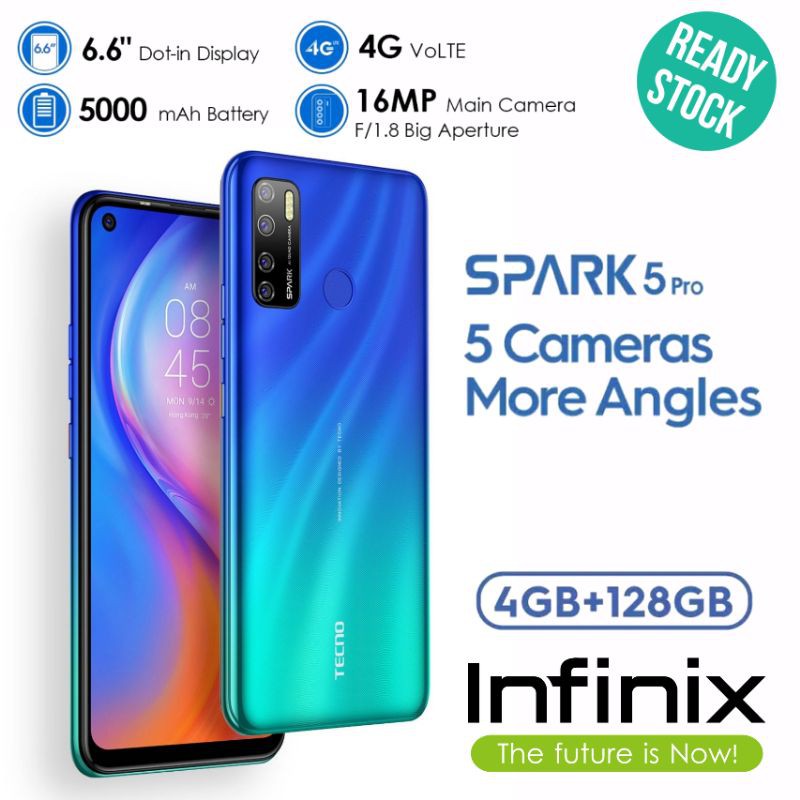 TECNO SPARK 5 PRO 4GB 128GB 4/128 4/64 GARANSI RESMI By Infinix Techno