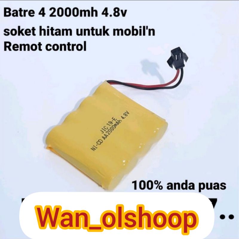 Battre Rc Ni-Cd 2000mh 4.8v batre 4 soket hitam b. mobil&quot;n remot control