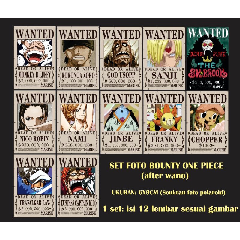 mini set bounty/ buronan one piece set foto/set mini poster one piece