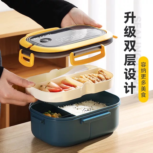 Tempat Makan Lunch Box Kotak Makan Bento Kotak Bekal Anti Tumpah Premium Japanese Style Free Sendok Garpu BPA Free 1200 ML