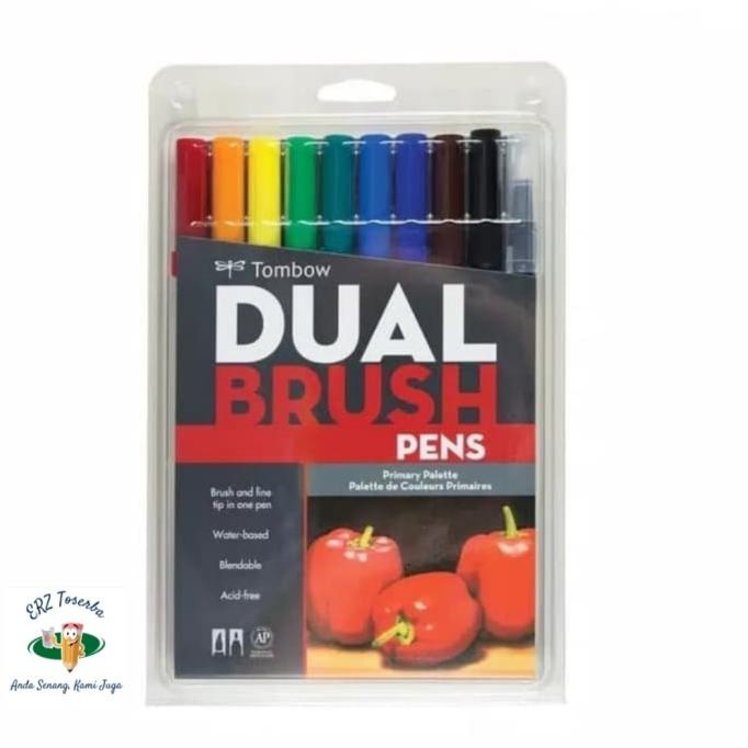 

(BISA COD) Tombow ABT Dual Brush Pen 10 Color Set Primary Palette, Brushpen PRODUK TERBATAS Kode 1347