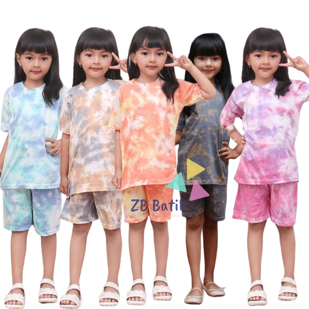 Setelan Baju Anak Tie Dye Usia 1-10 Tahun Untuk Anak Laki-laki dan Perempuan Stelan Kaos Main Harian Anak Murah