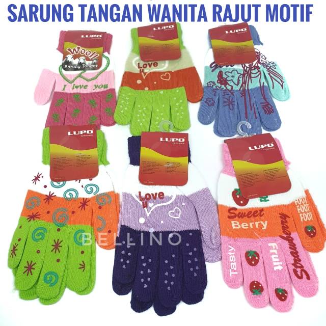 Sarung Tangan Wanita Rajut Salur Motif / Hand Gloves Sarung Tangan Motor Cewek Sarung Tangan Dingin