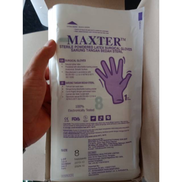 Sarung Tangan Bedah Steril Maxter / Powered Latex Surical Gloves