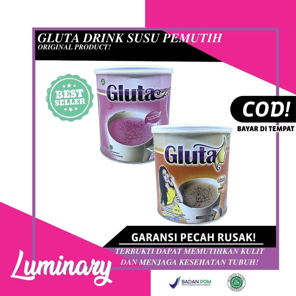 GLUTA DRINK SUSU GLUTA SUPLEMEN PEMUTIH BADAN PERAWATAN KULIT SERBUK MINUMAN COLLAGEN BUBUK BPOM