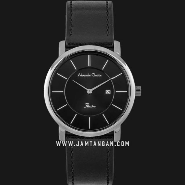 Alexandre Christie AC 8589 LD LSSBA Ladies Black Dial Black Leather Strap