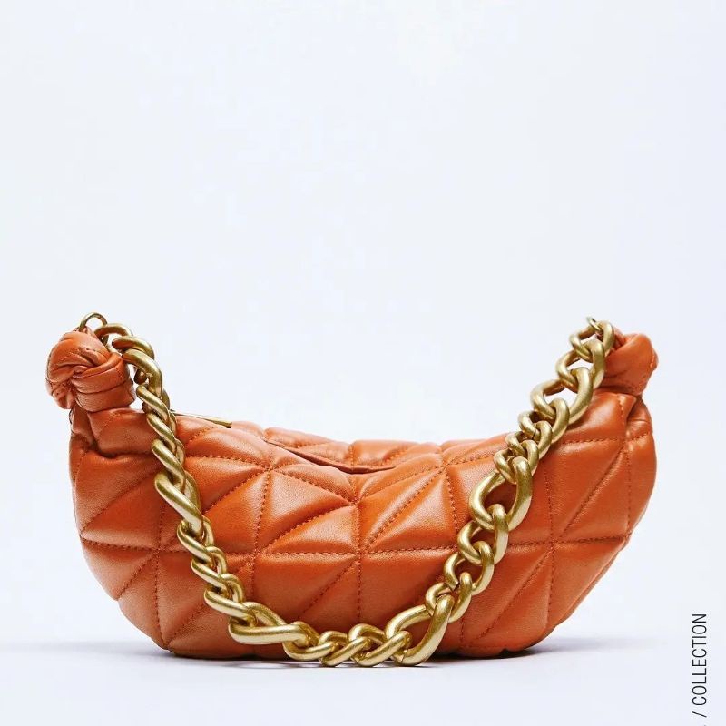 5.5 SALE | ZRA CHAIN HANDLED QUILTED LEATHER BAG