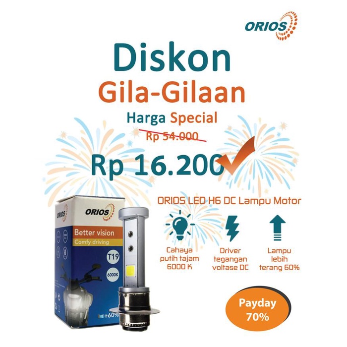 Orios Led H6/M5 Dc 6000K Lampu Motor