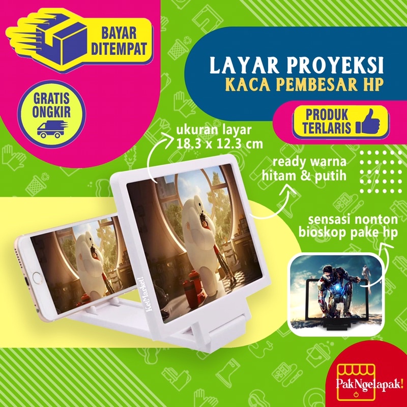ENLARGED 3D PHONE SCREEN - Layar Proyeksi Kaca Pembesar HP Aksesoris Handphone Holder Ponsel Bioskop