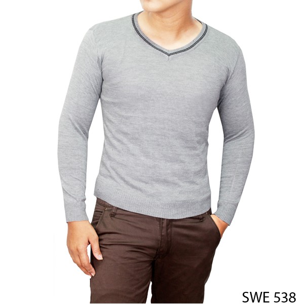 Sweater Pria Motif V-Neck Basic / Premium Quality - Bahan Rajut (COMB)