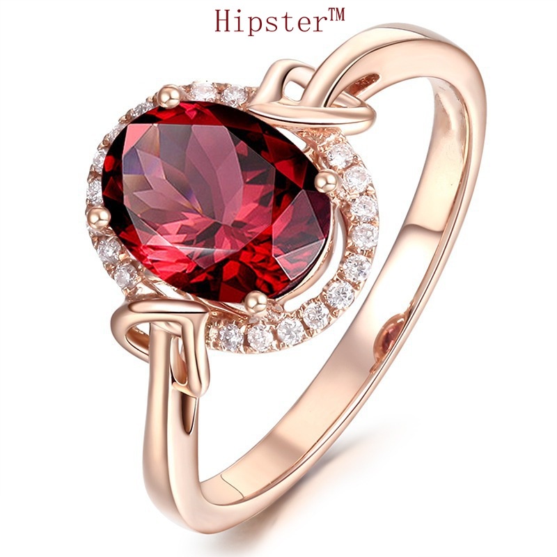 Hot Sale Fashion Trend Inlaid Ruby Rose Gold Ring