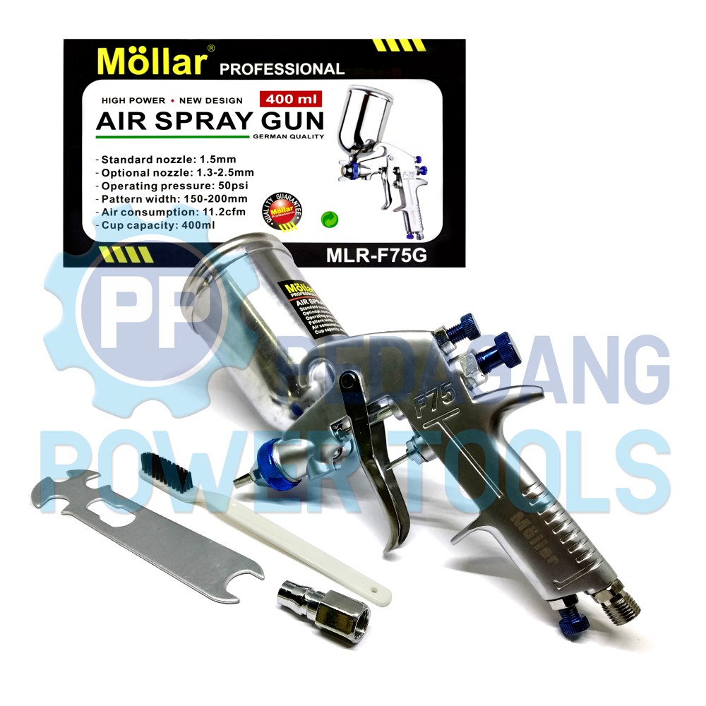 MOLLAR F75G AIR SPRAY GUN F 75 G TABUNG ATAS SPRAYGUN SEMPROTAN CAT