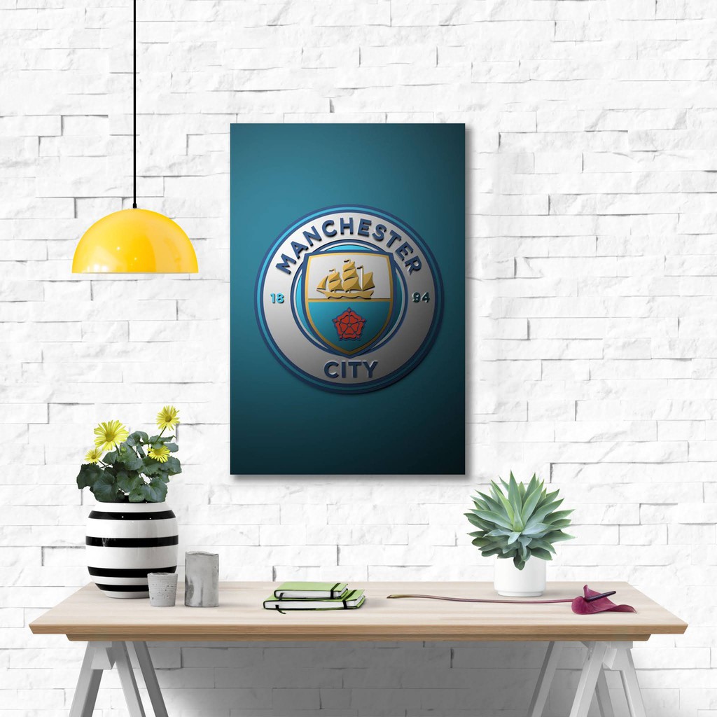 Poster kayu hiasan dinding - Logo Manchester City
