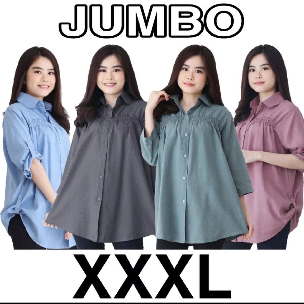 BISA COD KEMEJA JUMBO DENIM XXXL  LD116 PJG 74cm