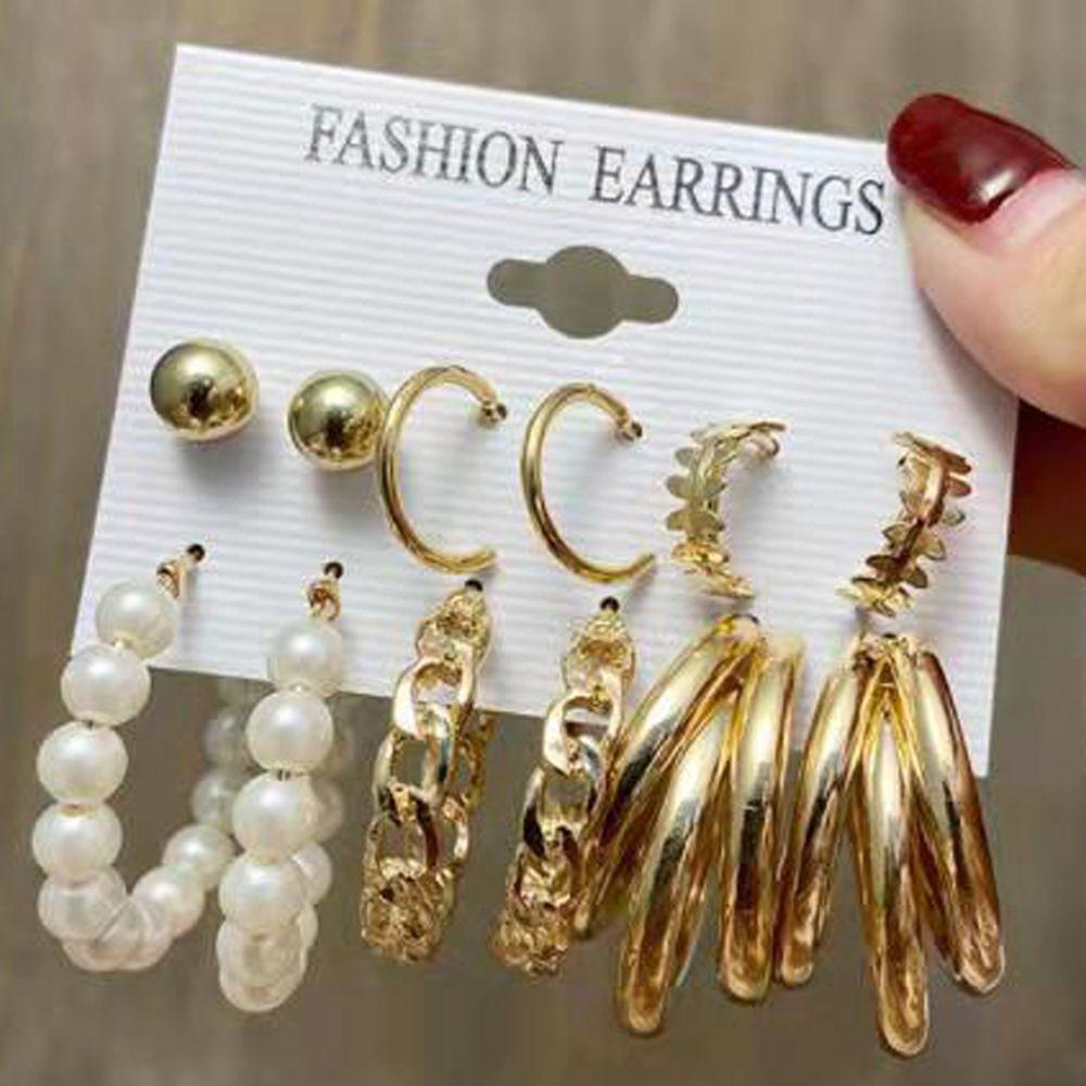 [Elegan] Anting Perempuan Fashion Vintage Mutiara Besar Manis Bentuk C Gaya Korea Ear Stud