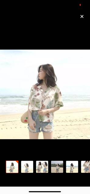 Kemeja Palm / SHIRT WANITA MOTIF BUNGA / OUTFIT PANTAI WANITA MURAH / KEMEJA PANTAI TANGAN PENDEK