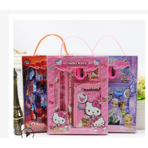 PAKET HEMAT  ALAT TULIS ANAK  4IN1 KARAKTER DISNEY FREE DOMPET