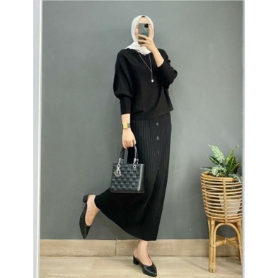 Setelan Rok Span Dan Atasan Wanita Remaja Ootd Casual Polos Cantik Baju Muslim Cewek Trand Selebgram