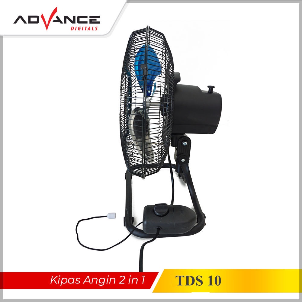 Advance Kipas Angin TDS10 2IN1 Kipas angin Dinding Meja 10 Inch Hemat Listrik Kipas Tornado Besi Kencang Bergaransi 1 Tahun