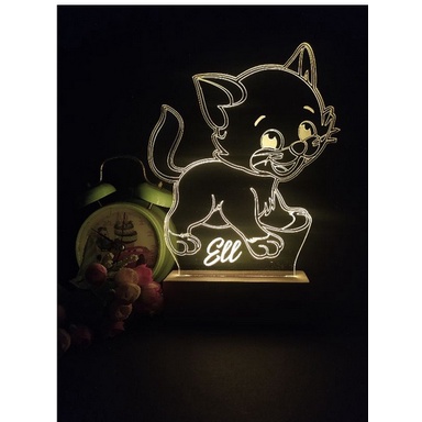 Lampu Tidur Kado Wisuda Hadiah Graduation 3D LED Akrilik CUSTOM kucing Cat FREE NAMA