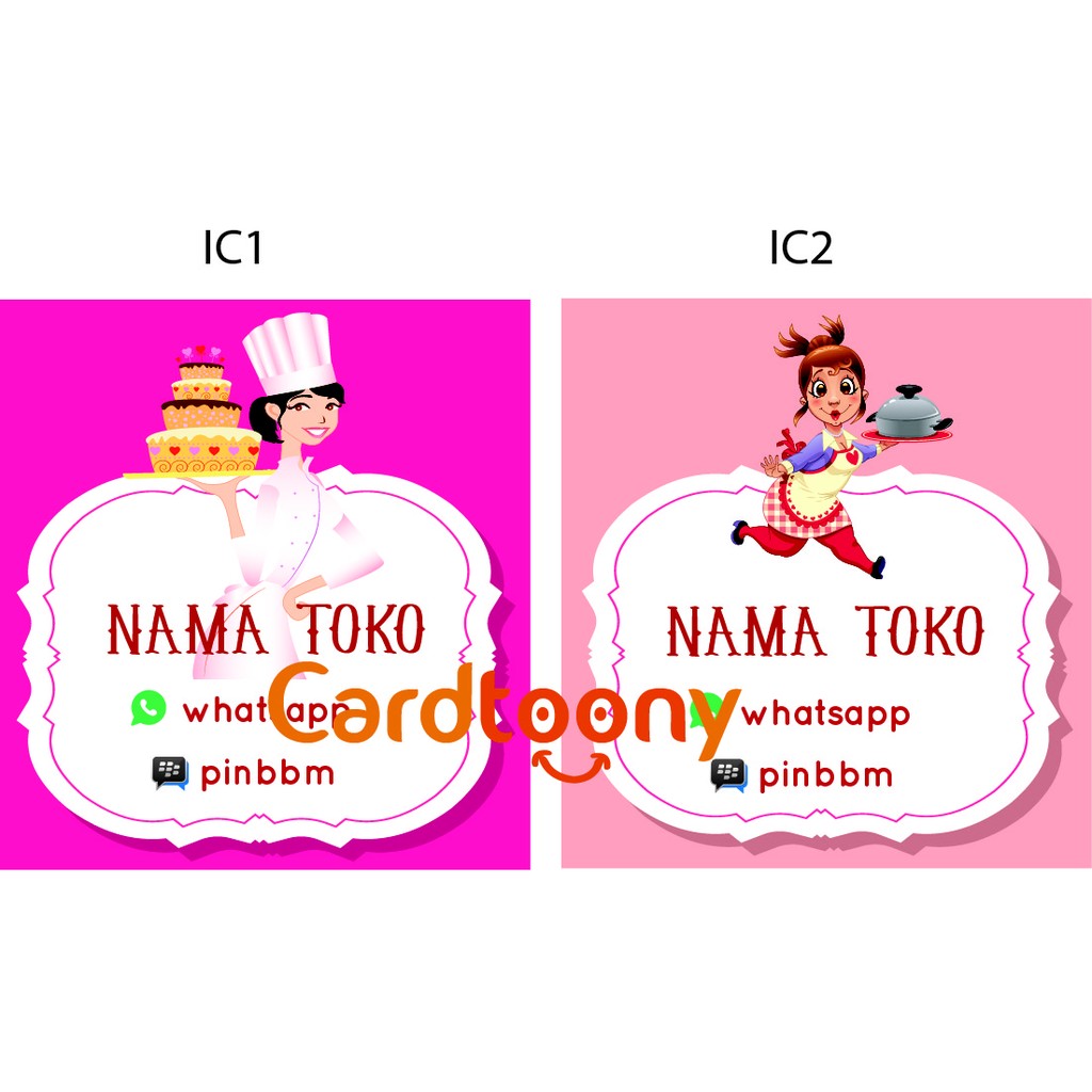 Sticker Stiker Label Nama Toko Produk Kemasan Makanan Koki Dewasa