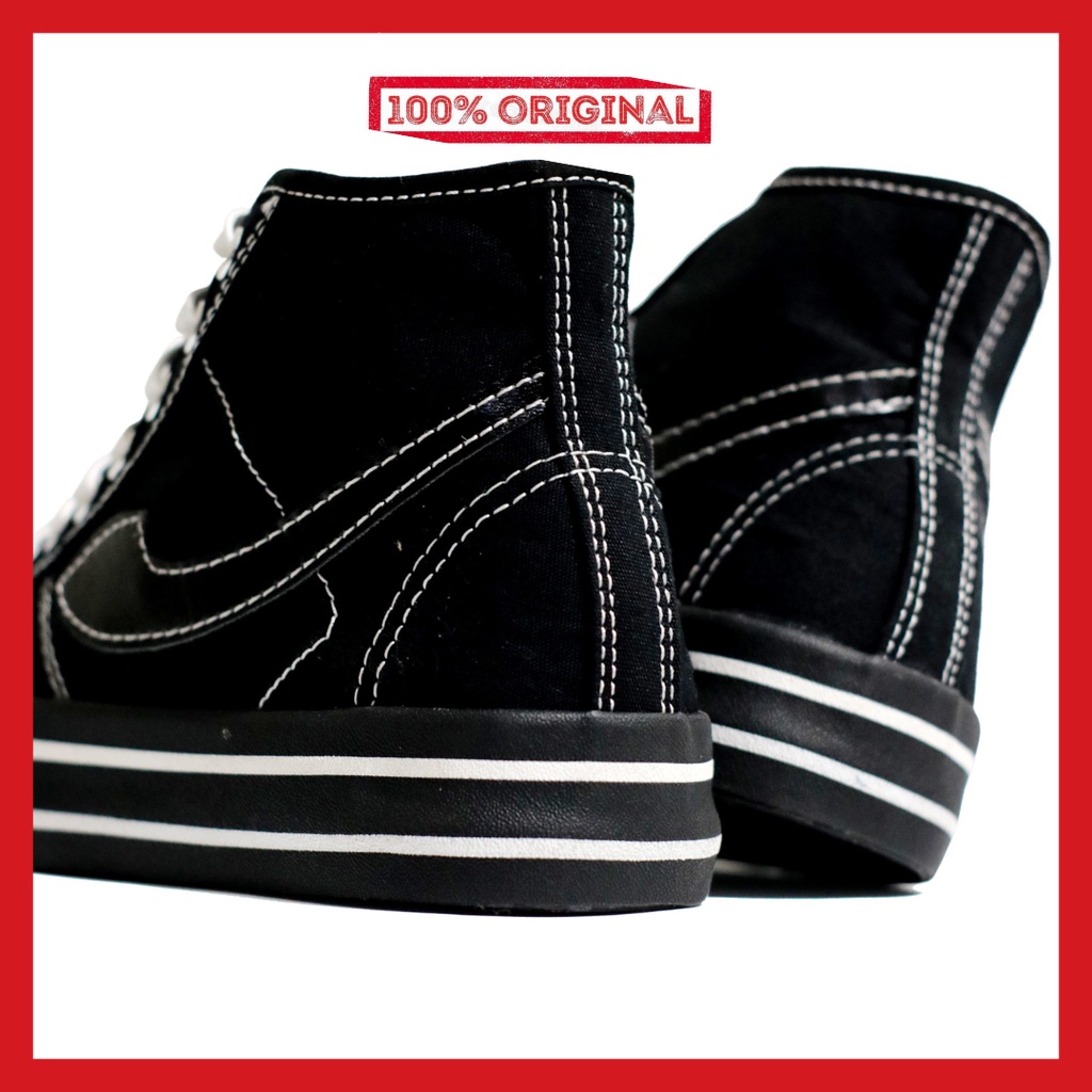 ORIGINAL - Sepatu Brand Lokal Kasual Pria Wanita No Brand Black Oreo Hi Not Sneakers Compass Retrograde Black Oreo