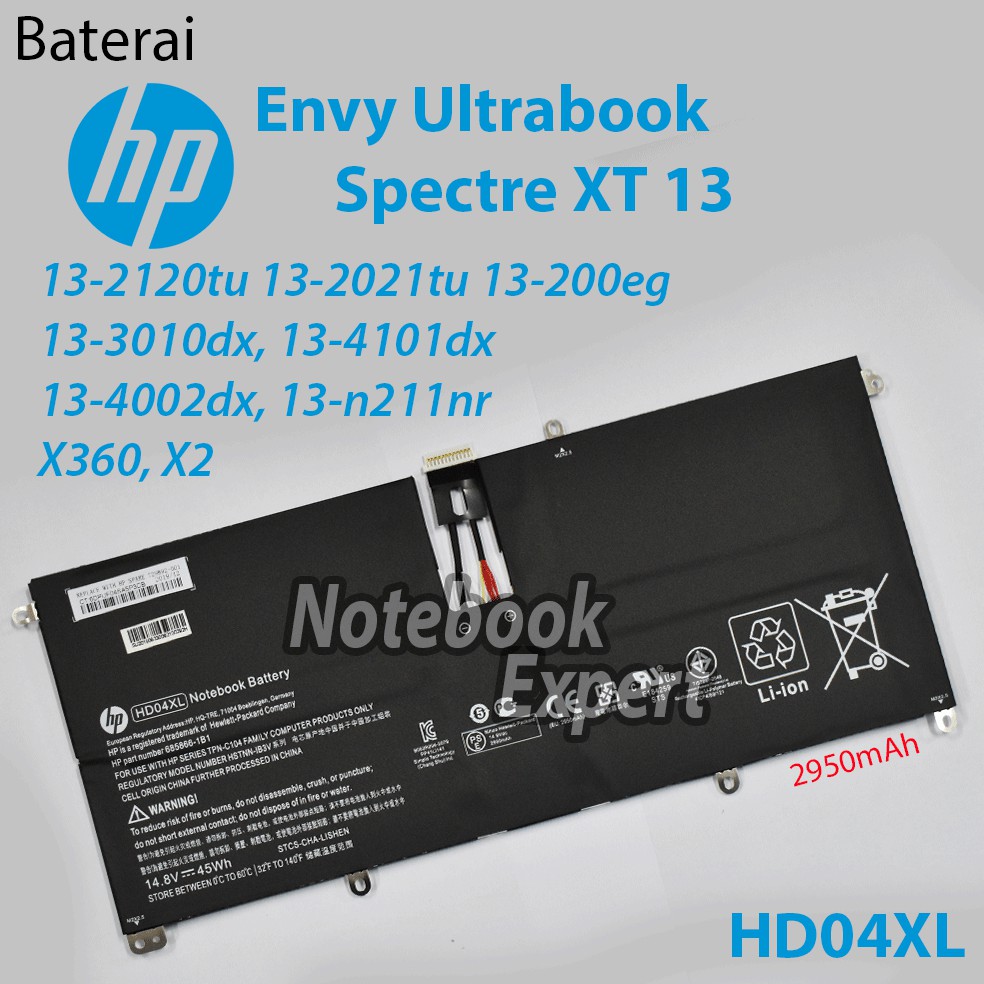 Baterai Ori HP Envy Ultrabook Spectre XT 13 13-2120tu 13-2021tu HD04XL