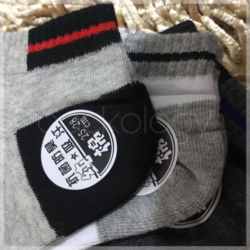 (Min 3pcs @13.000) Kaos kaki mata kaki hitam putih Cotton mens sock