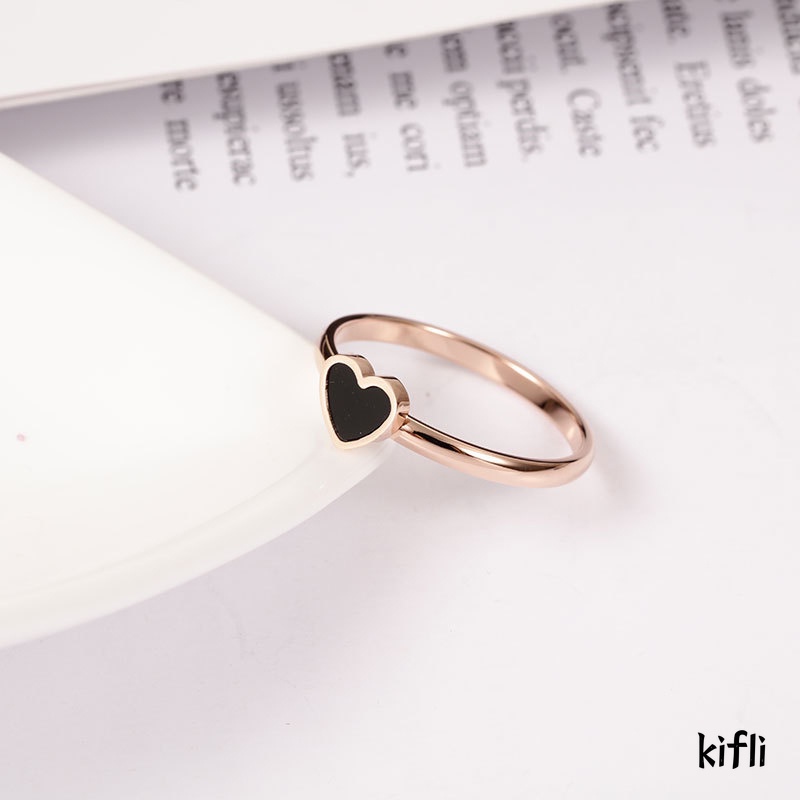 Cincin Bentuk Hati Bahan Titanium,Lapis Rose Gold Gaya Korea