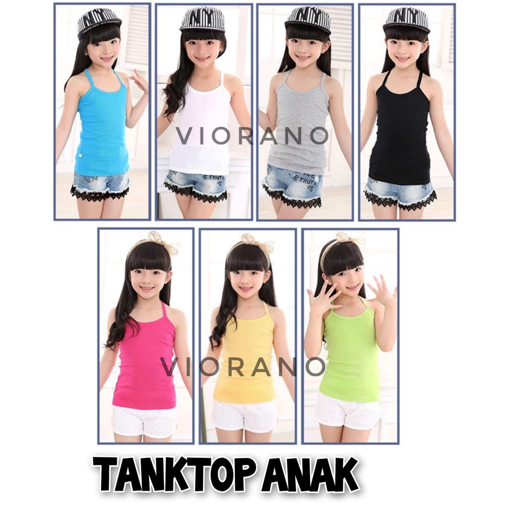 Tanktop Tali Kecil Anak Cewek Bahan Adem Warna Polos Kaos Dalaman Anak Perempuan All Size / Tentop Anak Wanita Cocok Untuk 3-6 Tahun