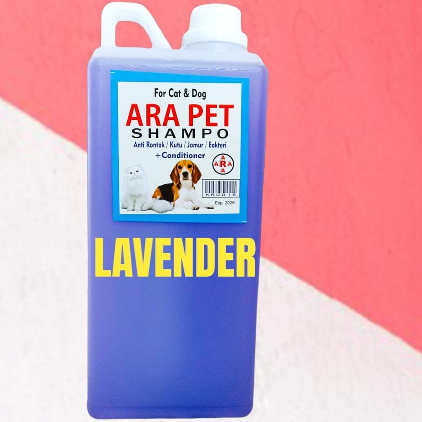 Shampoo &amp; conditioner kucing dan anjing anti rontok / kutu / jamur 1 liter LAVENDER